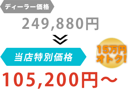 ディーラー価格249,880円がStrai人だと105,200円～。15万円もお得！